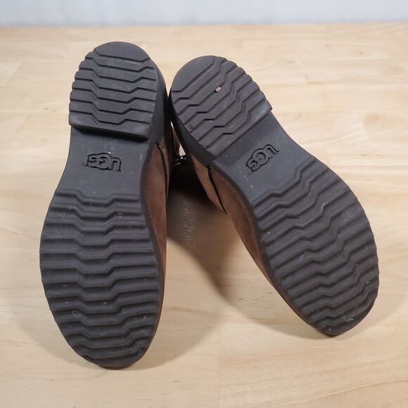 Ugg Lorna Boots Brown Women's Sz 8 Waterproof Biker Bootie Leather Riding-Snow - Picture 13 of 13